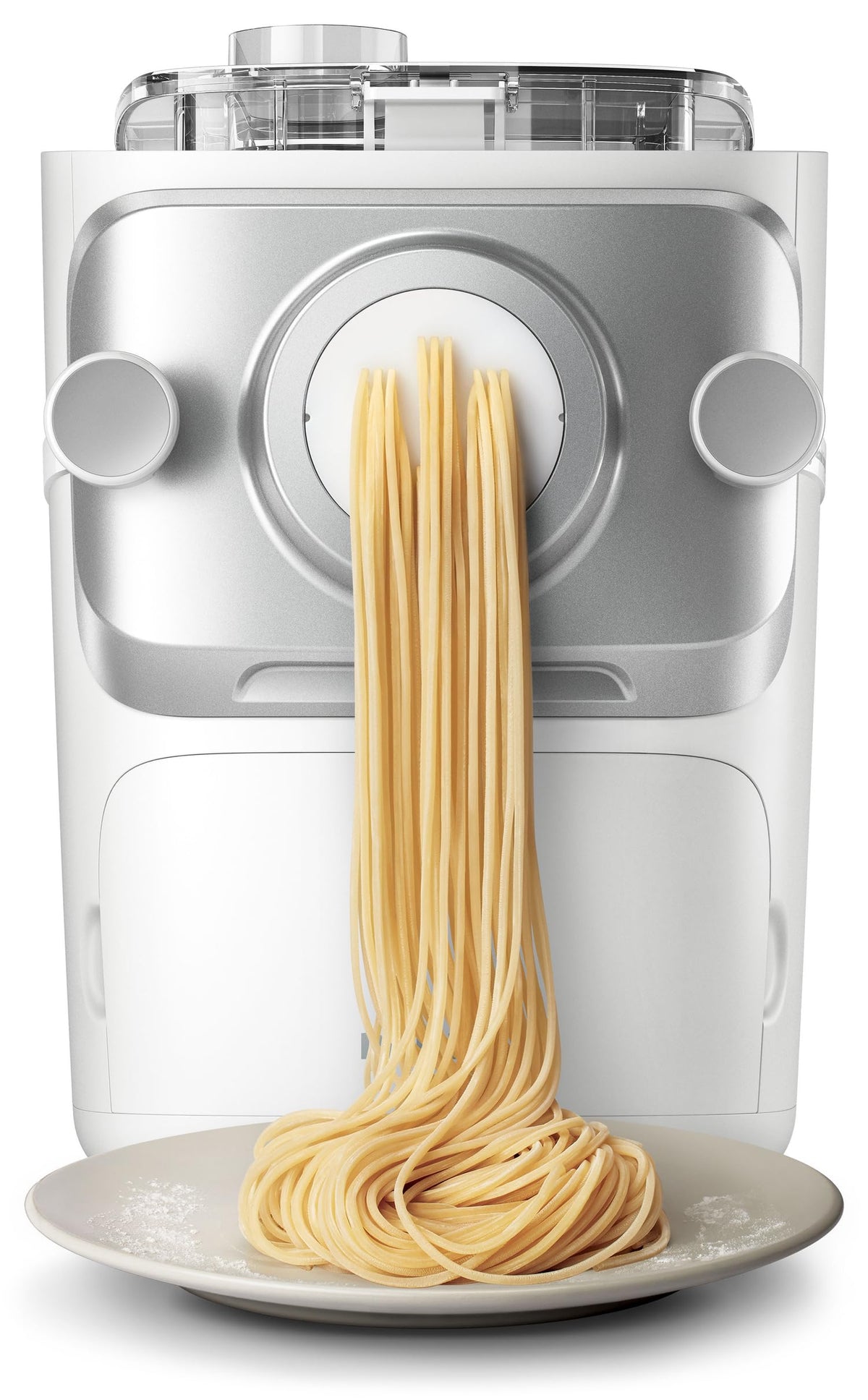 Philips 7000 series front view showing sleek white exterior and controls for fast pasta making