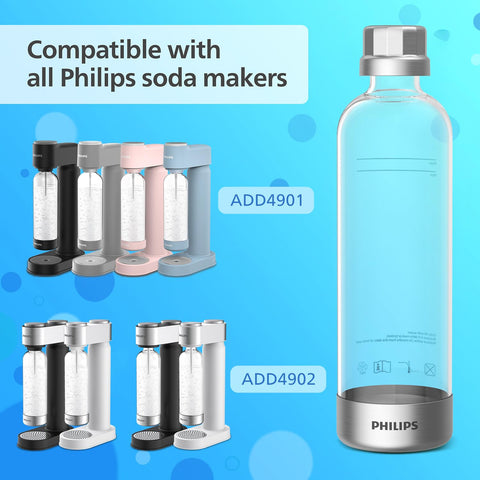 PHILIPS neck and quick-connect closeup showing secure fit benefit for consistent fizz