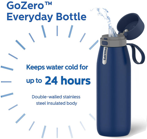 PHILIPS bottle in car cupholder demonstrating leak-resistant, travel-ready convenience