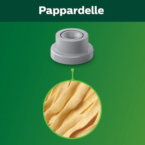 Philips shaping discs close-up showing extrusion holes for consistent pasta shapes benefit