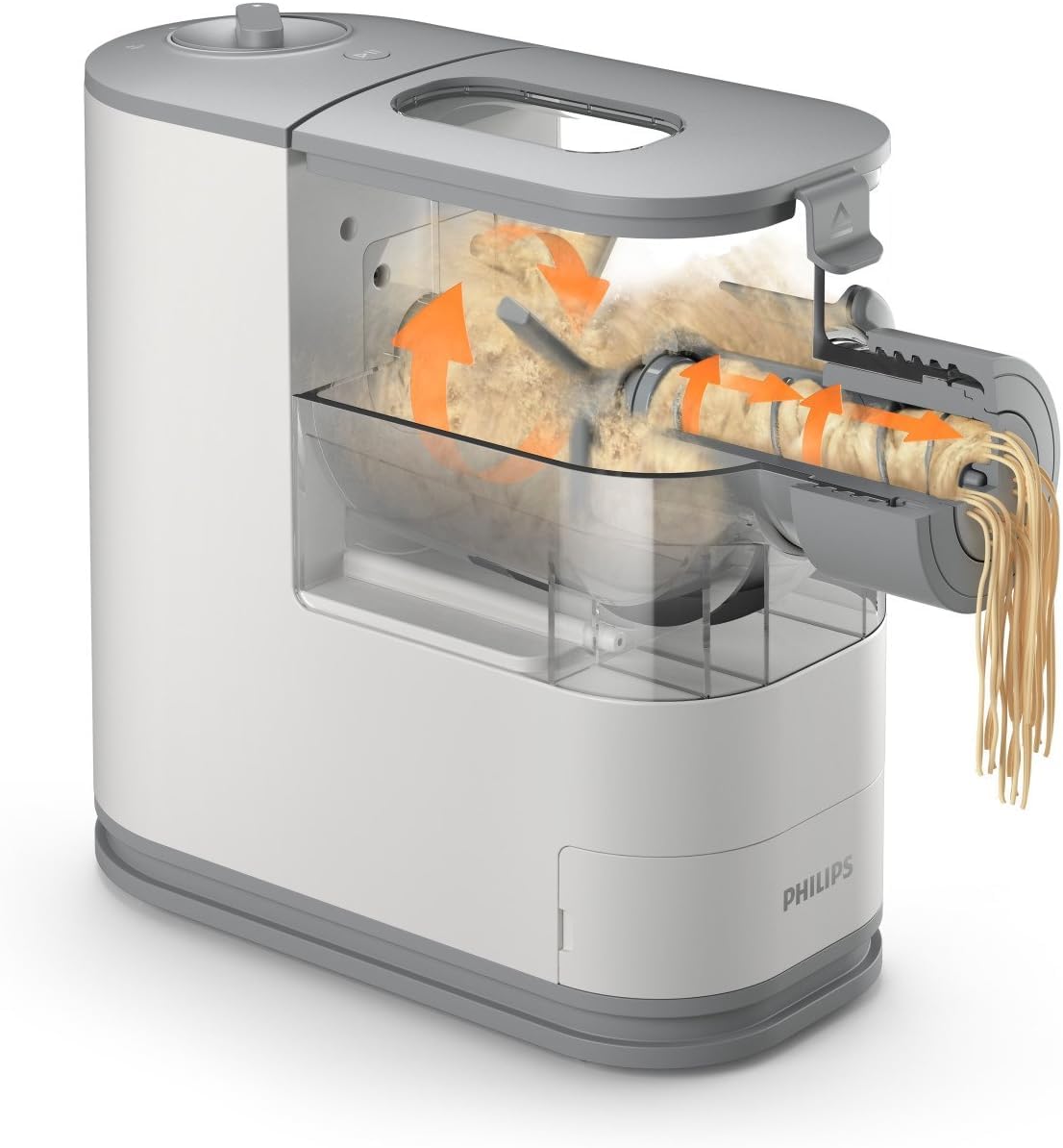 Philips Viva close-up of penne disc producing smooth tube pasta quickly