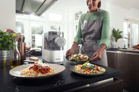 Philips Viva plated spaghetti in lifestyle scene highlighting homemade appeal