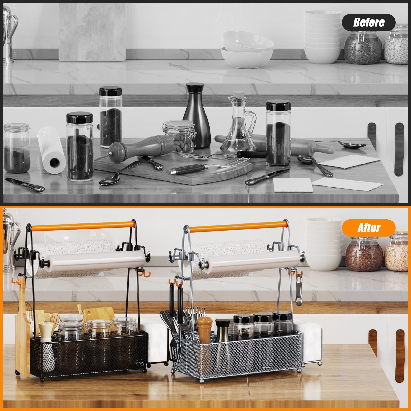 PHINOX organizer on BBQ table in use with condiments and cutlery for convenient serving benefit