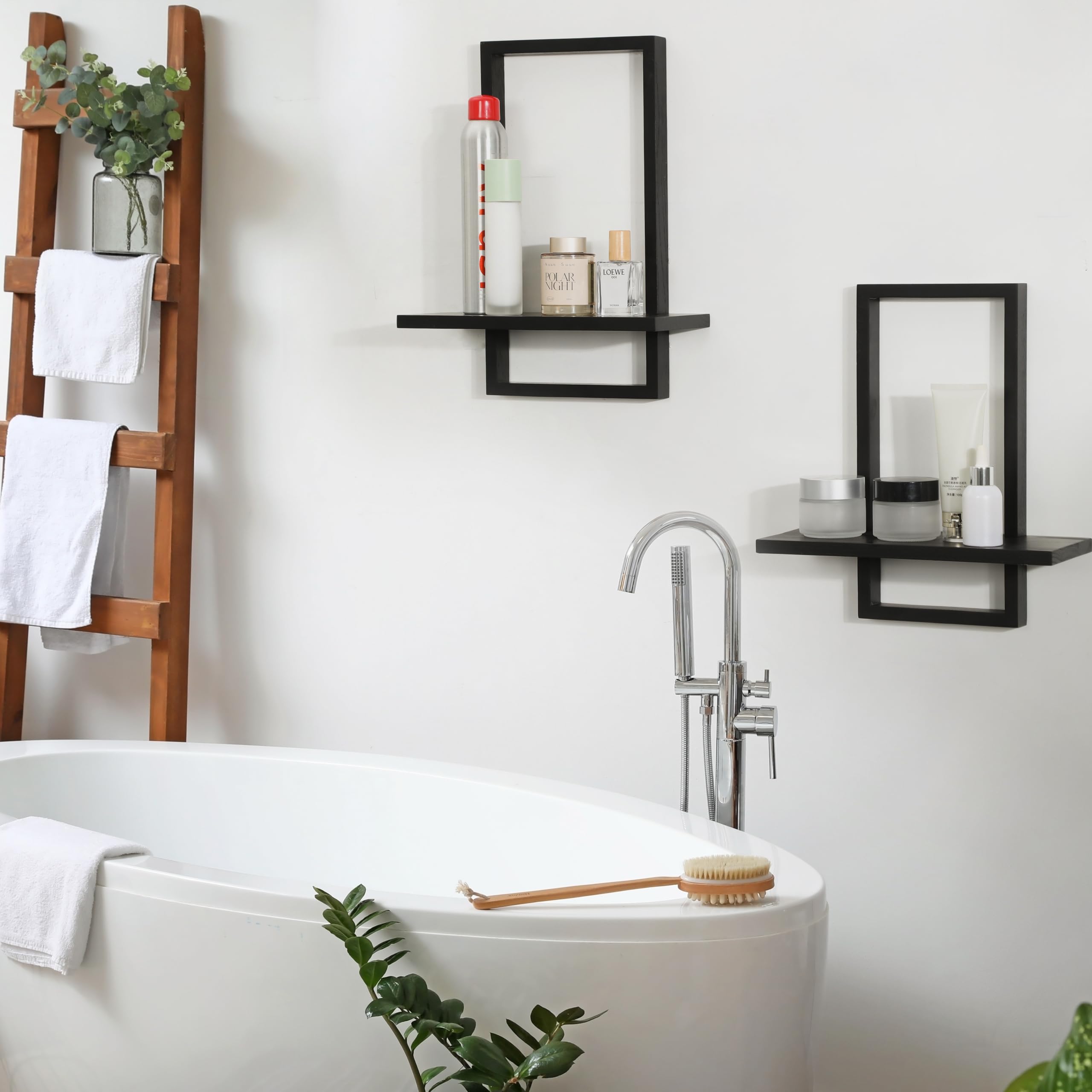 PHOENANCEE mounted shelf with plants and books adding decorative storage