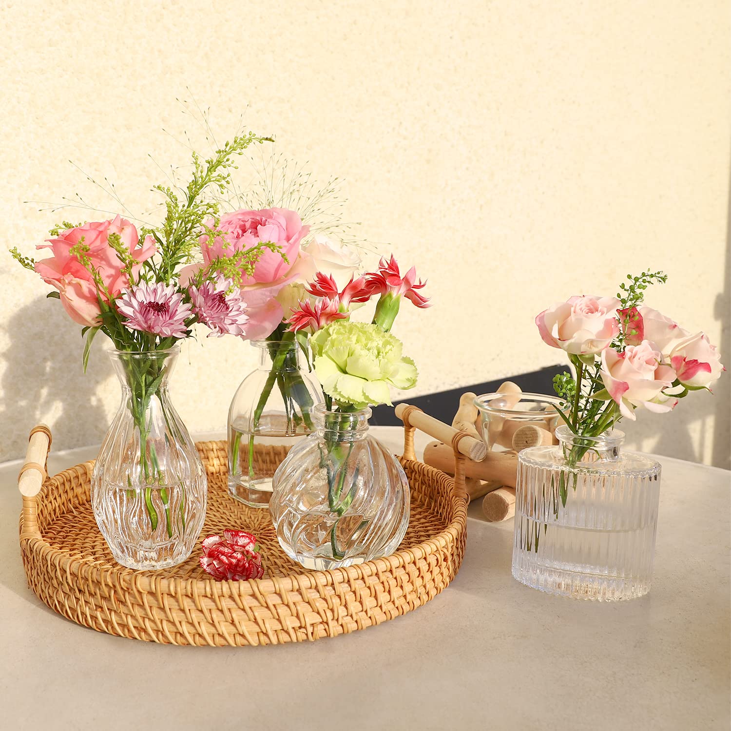 PHUNTTEK vase held in hand to show small scale and tabletop fit