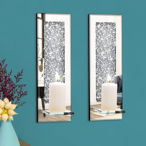Pibeyer front view mirrored sconces showing elegant sparkle and added ambient light