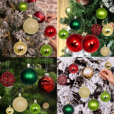 PICKBEAU ornaments hanging on Christmas tree adding cohesive color and reflective sparkle
