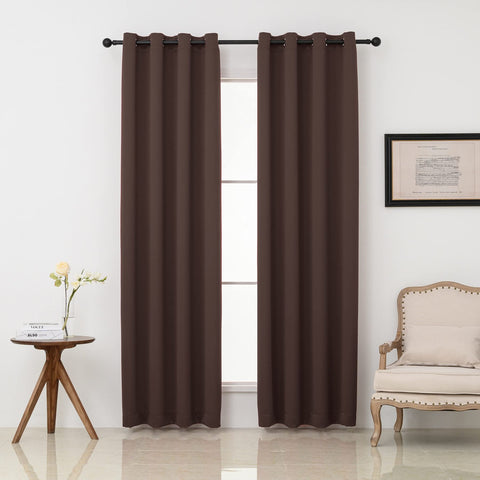 Pickluc front view of chocolate brown panels showing clean modern look and room darkening