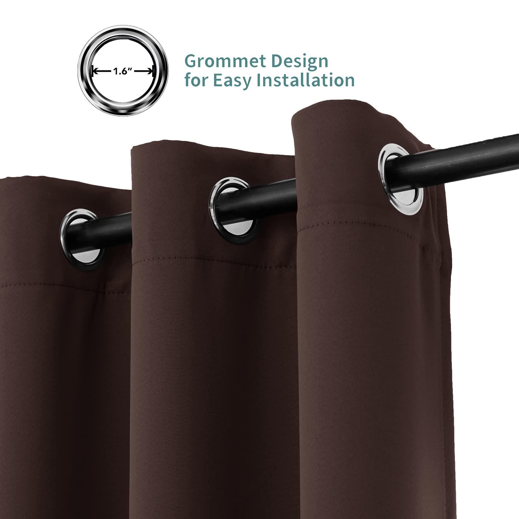 Pickluc grommet header detail demonstrating easy rod installation and smooth sliding