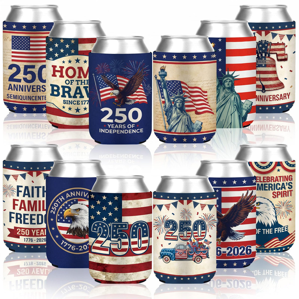Pickmesh front packaging view showing festive 250th designs and pack count, ideal for parties