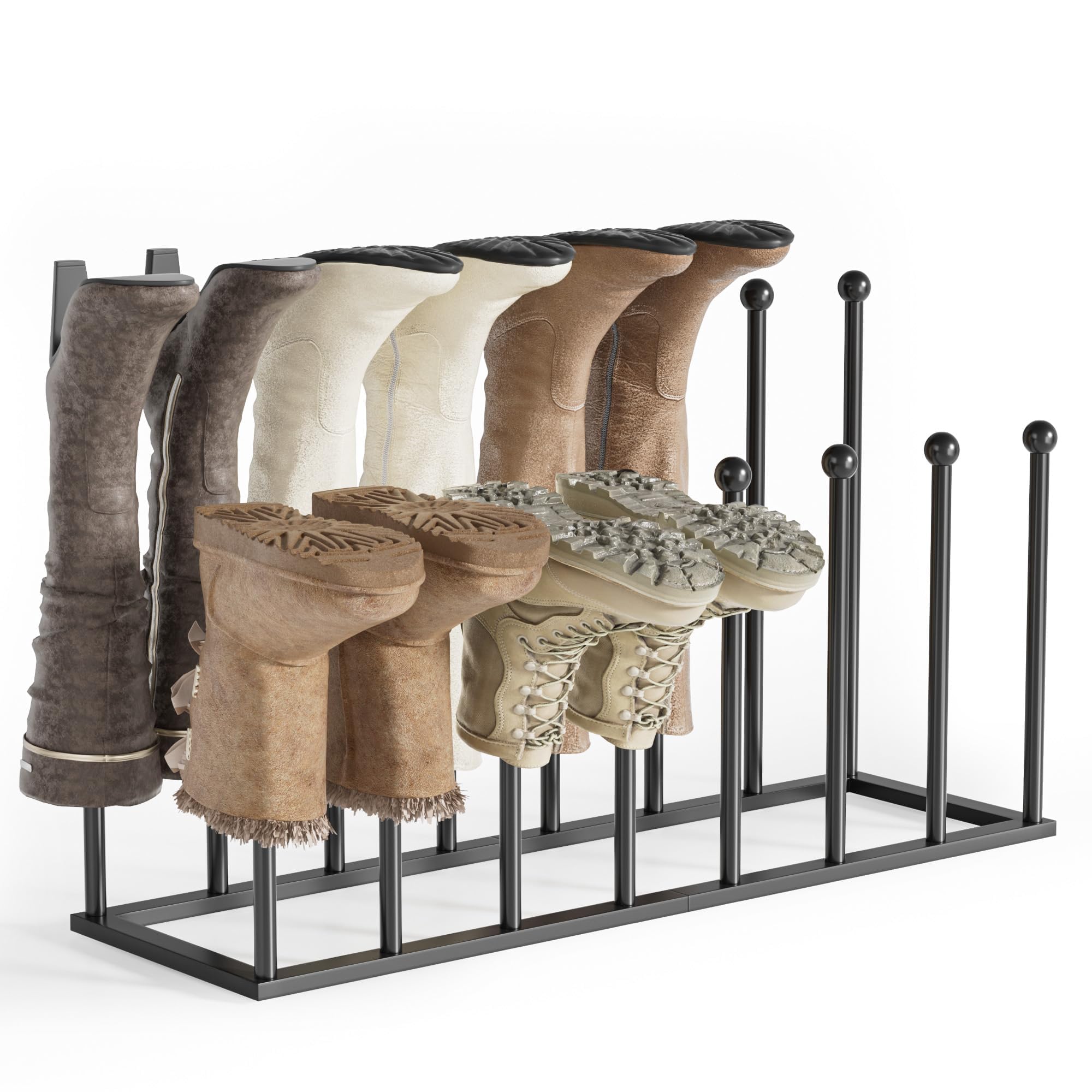 pickpiff front view of boot rack showing organized boots and tidy entryway