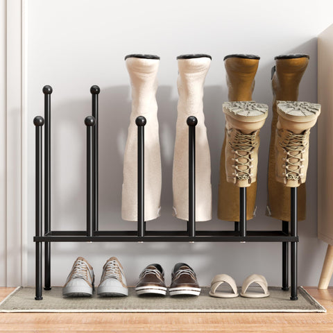 pickpiff front view of black metal boot rack showing clean organization and space saving