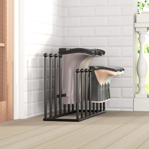 pickpiff rack beside boots for size comparison showing compact footprint