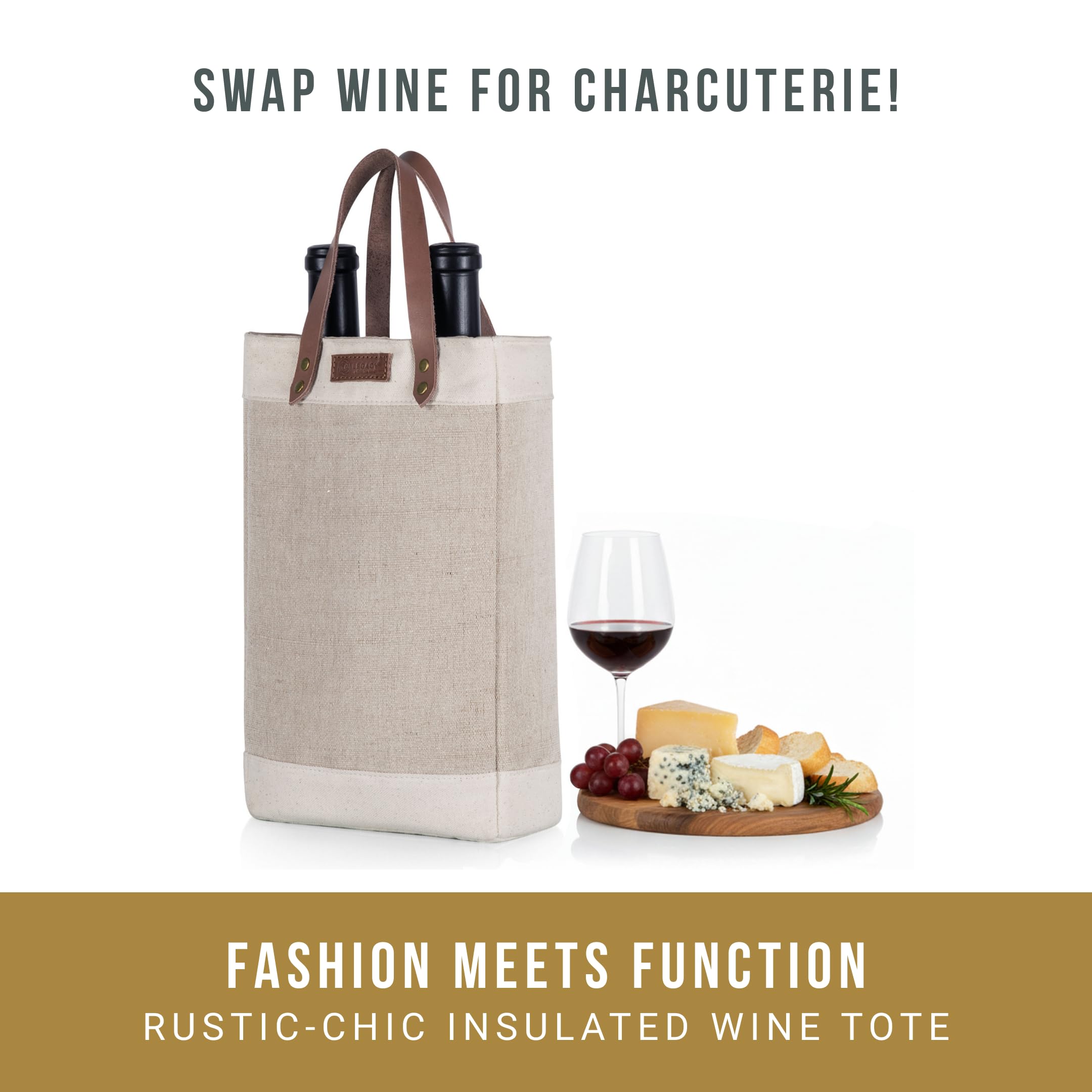 PICNIC TIME tote in use at a picnic demonstrating portability and elegant presentation with bottles inside