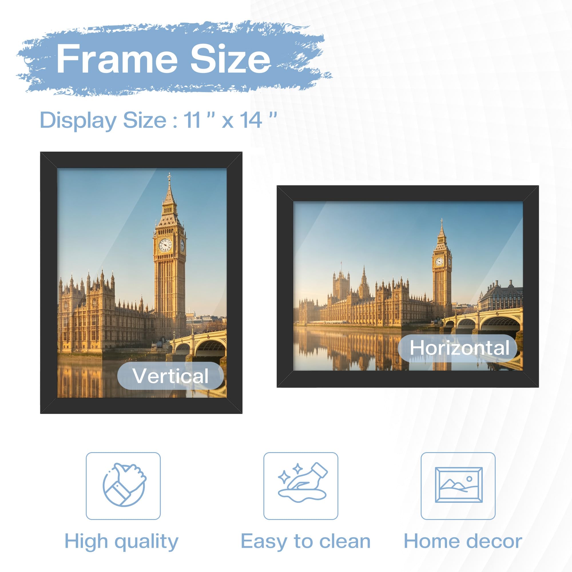 Picrit back detail with hangers and easel showing easy wall or tabletop mounting
