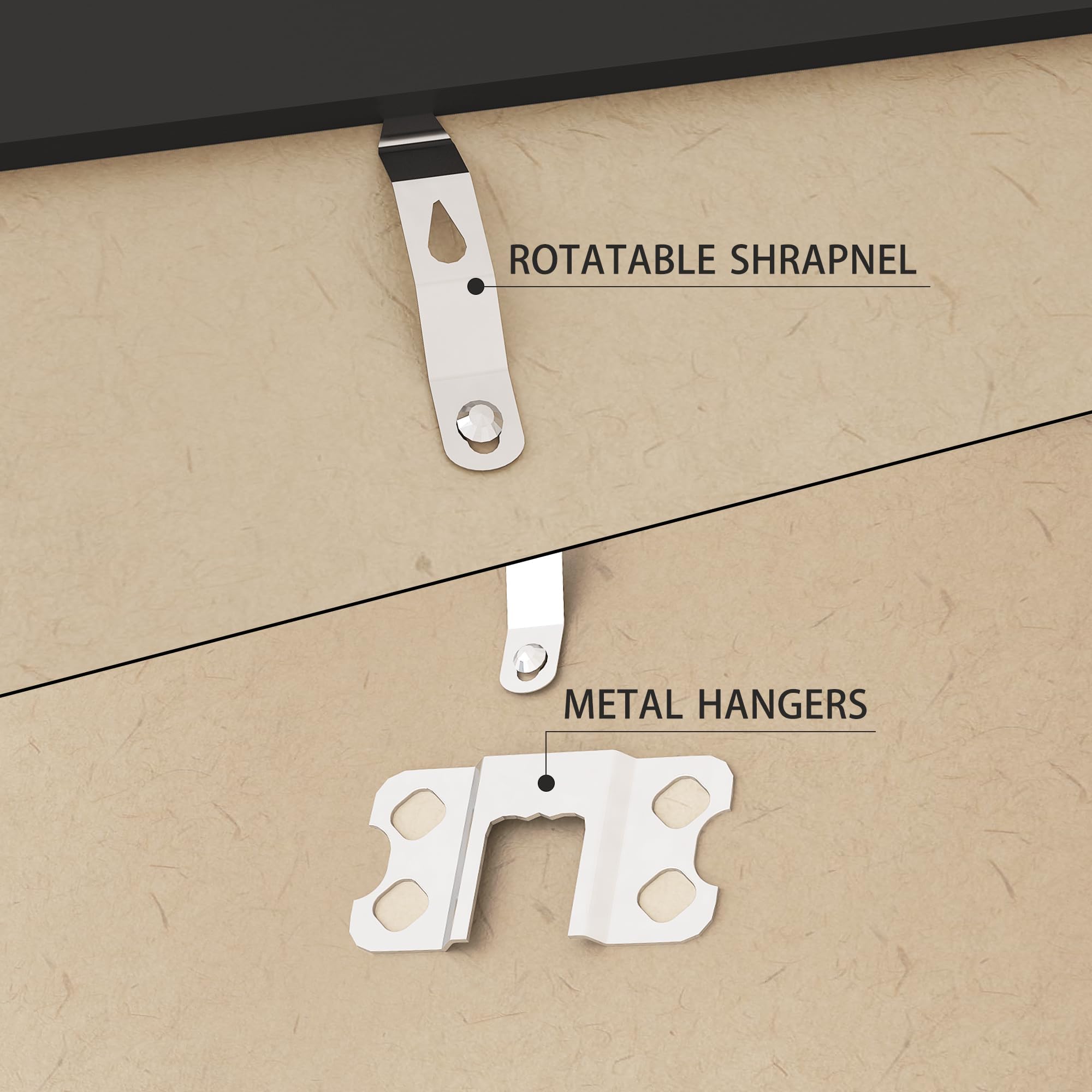 Picrit back panel with pre-mounted hanging hardware for quick installation