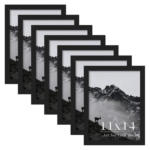 Picrit front view of seven 11x14 black frames showing clean uniform look and instant styling