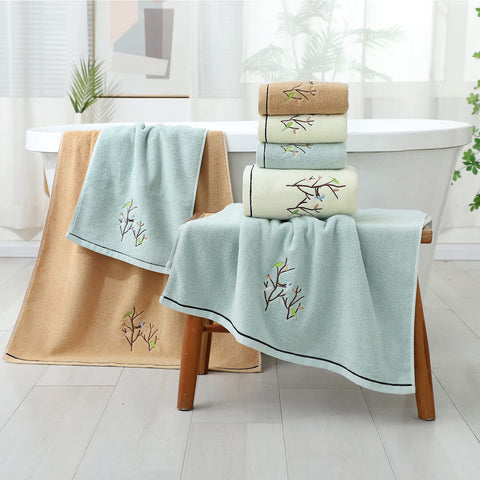 Pidada towel draped in bathroom setting, creates a calm decorative and practical look