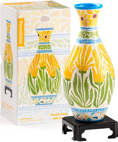 PieceRelax front view of assembled vase showing colorful finish and display benefit
