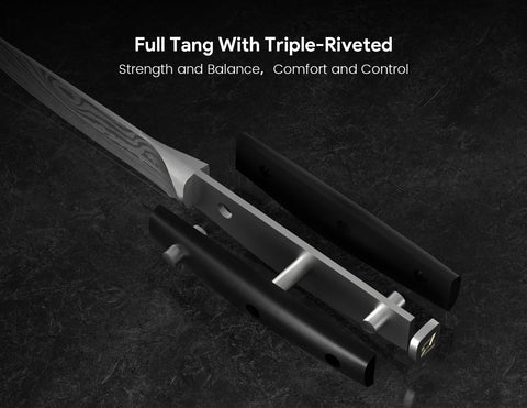 Piklohas scale comparison beside fork to show 4.6-inch blade size for dinner use