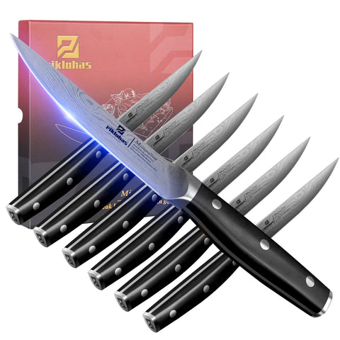 Piklohas front view of six knives showing balanced design and durable finish