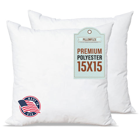 Pillowflex front packaging showing the 15x15 two-pack and benefits