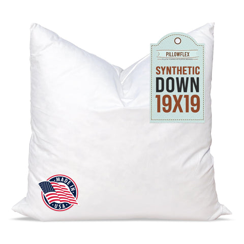 Pillowflex front packaging showing 19x19 insert benefits
