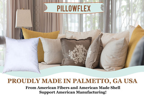 Pillowflex insert inside a decorative sham on sofa adding full look