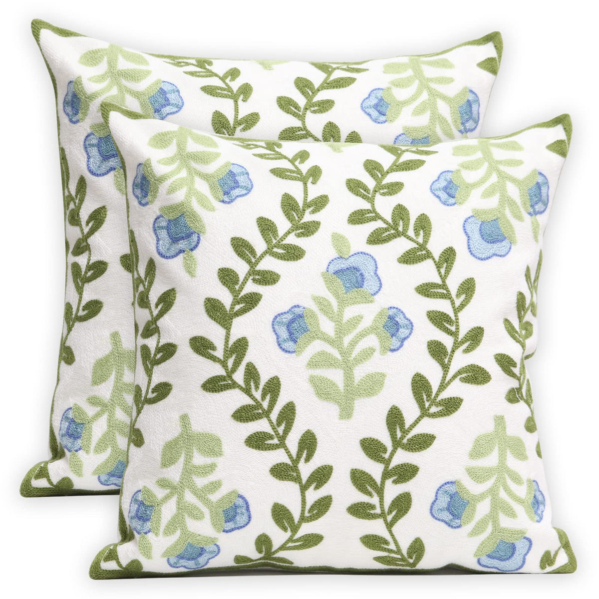 Pilmandu front view of blue floral covers showing decorative appeal