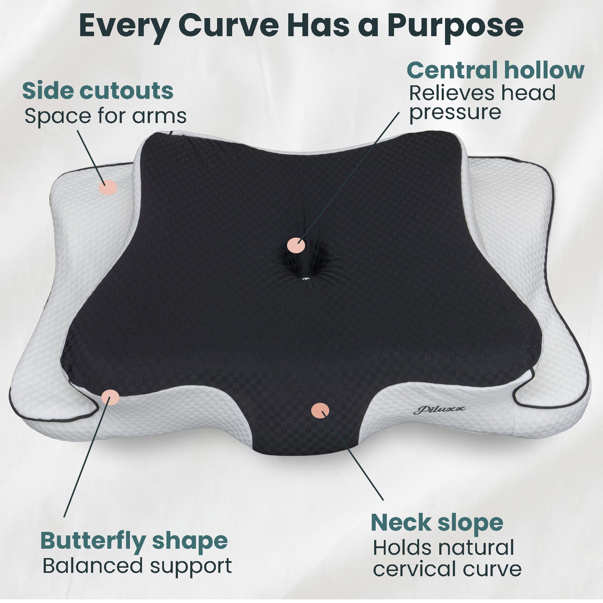 piluxx breathable cover texture promoting cooler sleep