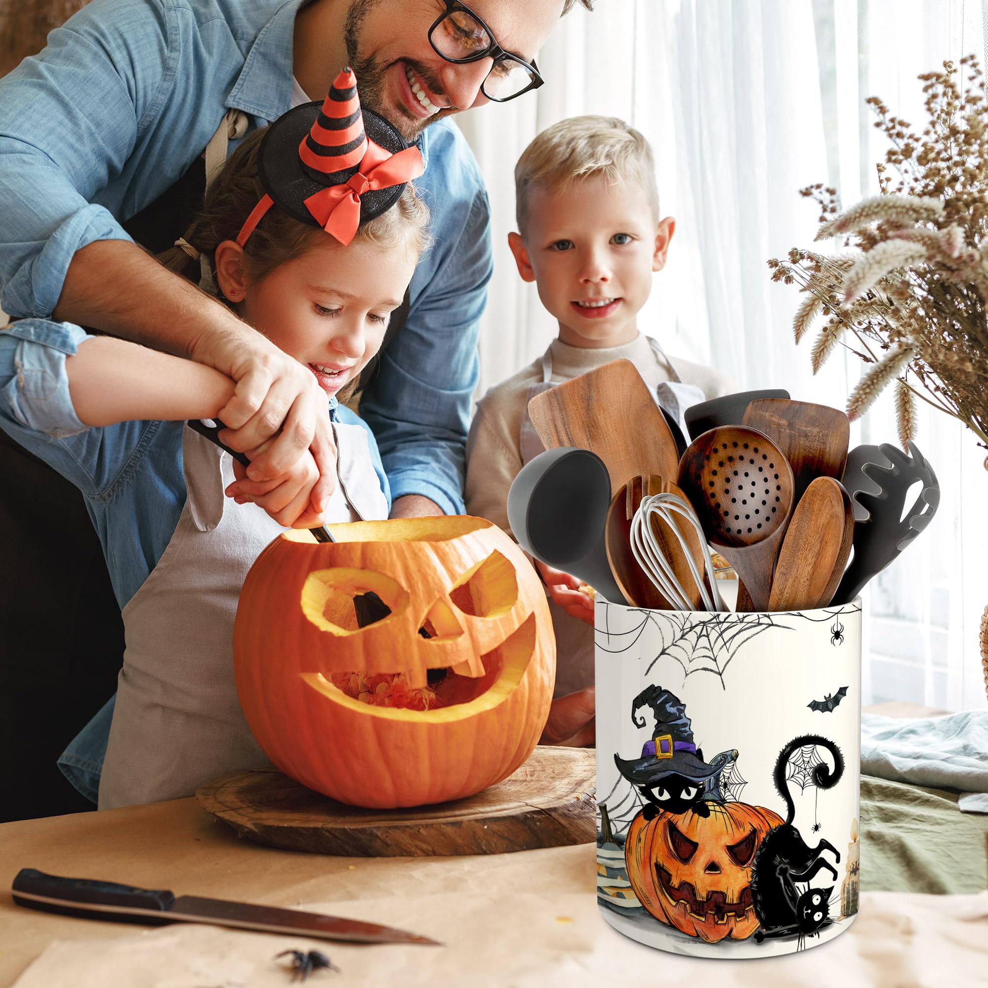 pinata used on party table creating Halloween atmosphere and convenience benefit