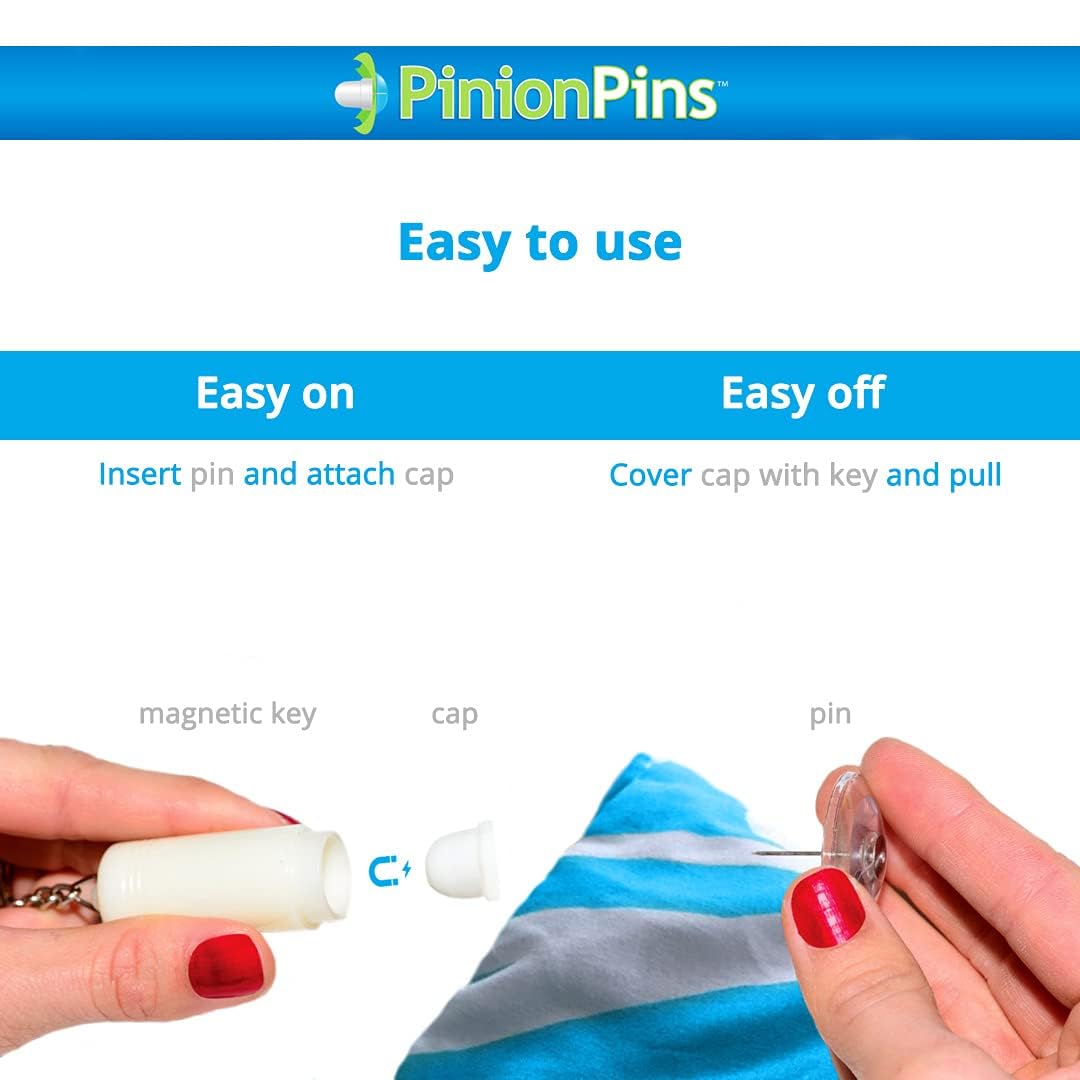 Pinion Pins close-up of magnetic backer illustrating quick-release benefit and durable finish
