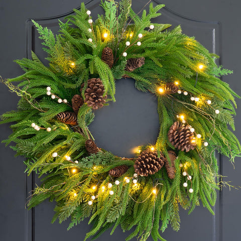Pinkpuii front door wreath hung on farmhouse door for welcoming curb appeal