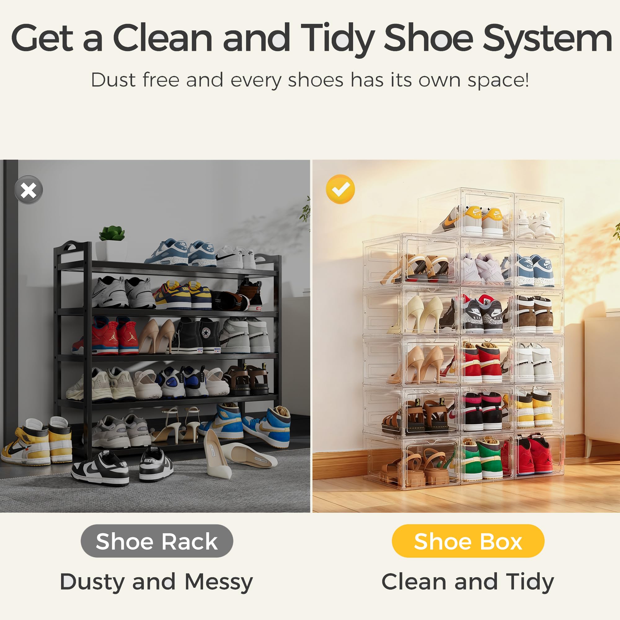 Pinkpum top transparent panel revealing visible shoe display benefit