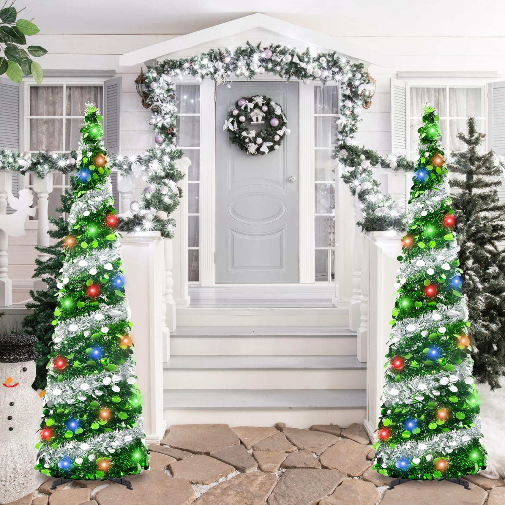 Pinkswan decorated tree with lightweight ornaments demonstrating DIY styling options