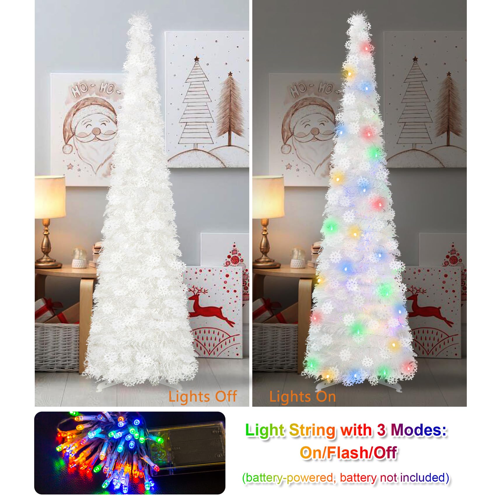 Pinkswan multicolor LED lights wrapped around tree providing bright festive glow