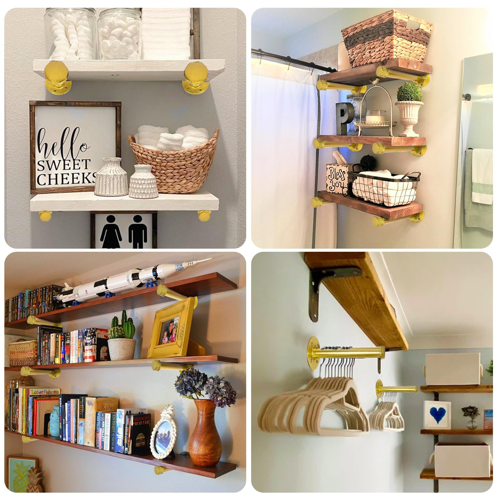 Pintuson used as shelving bracket supporting wood shelf to add industrial storage
