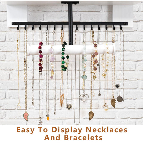 Pinzoveco bottom hooks with necklaces hanging showing anti-tangle benefit