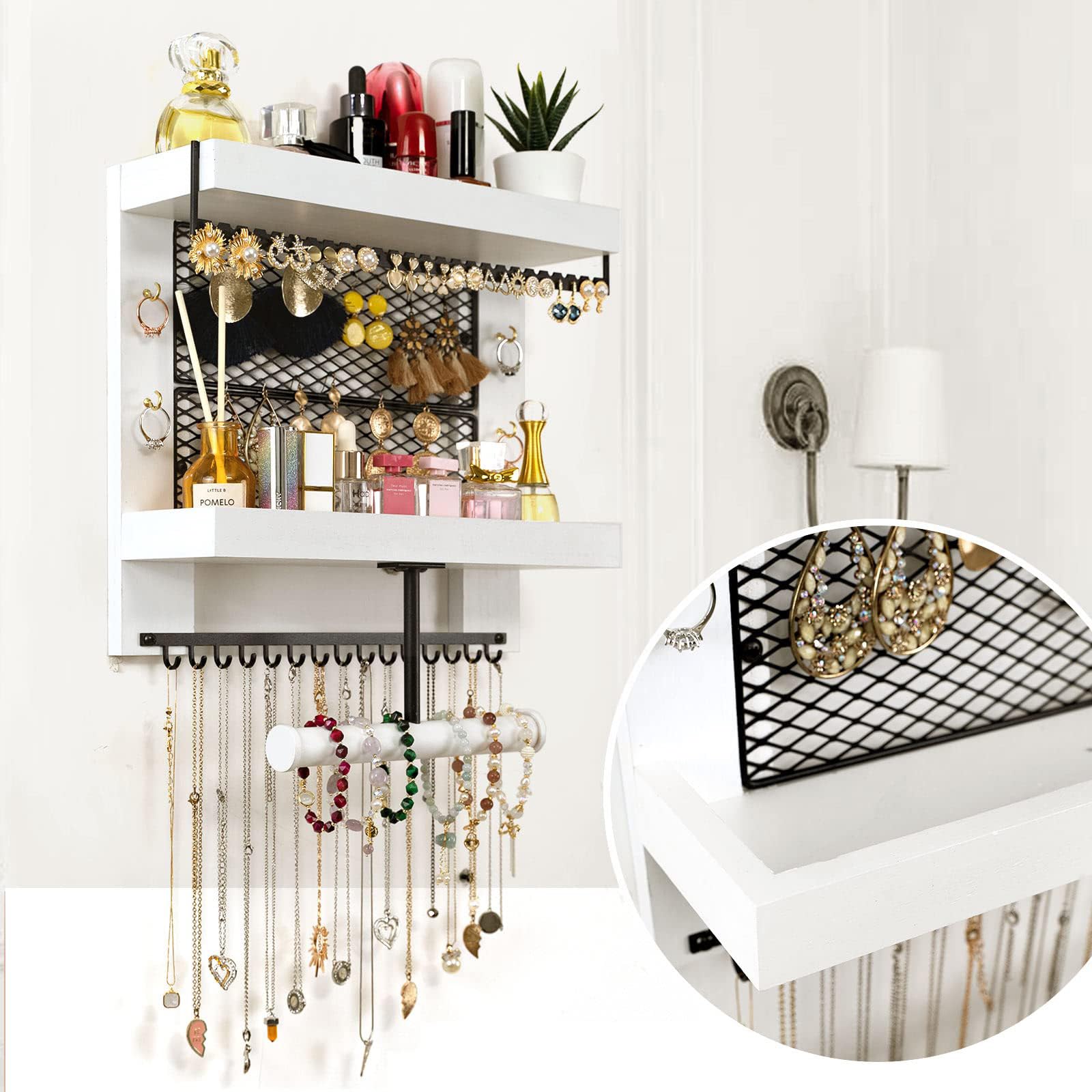 Pinzoveco staged on vanity showing room styling and dresser-clutter reduction