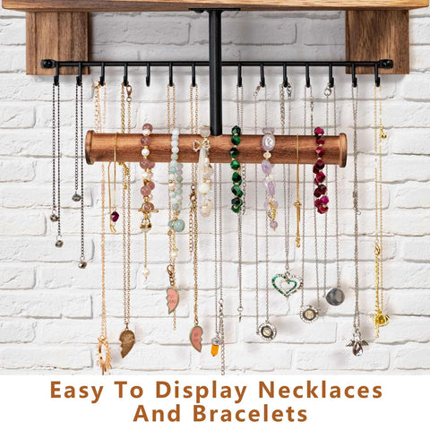 Pinzoveco lower hooks holding necklaces for easy selection and visible storage