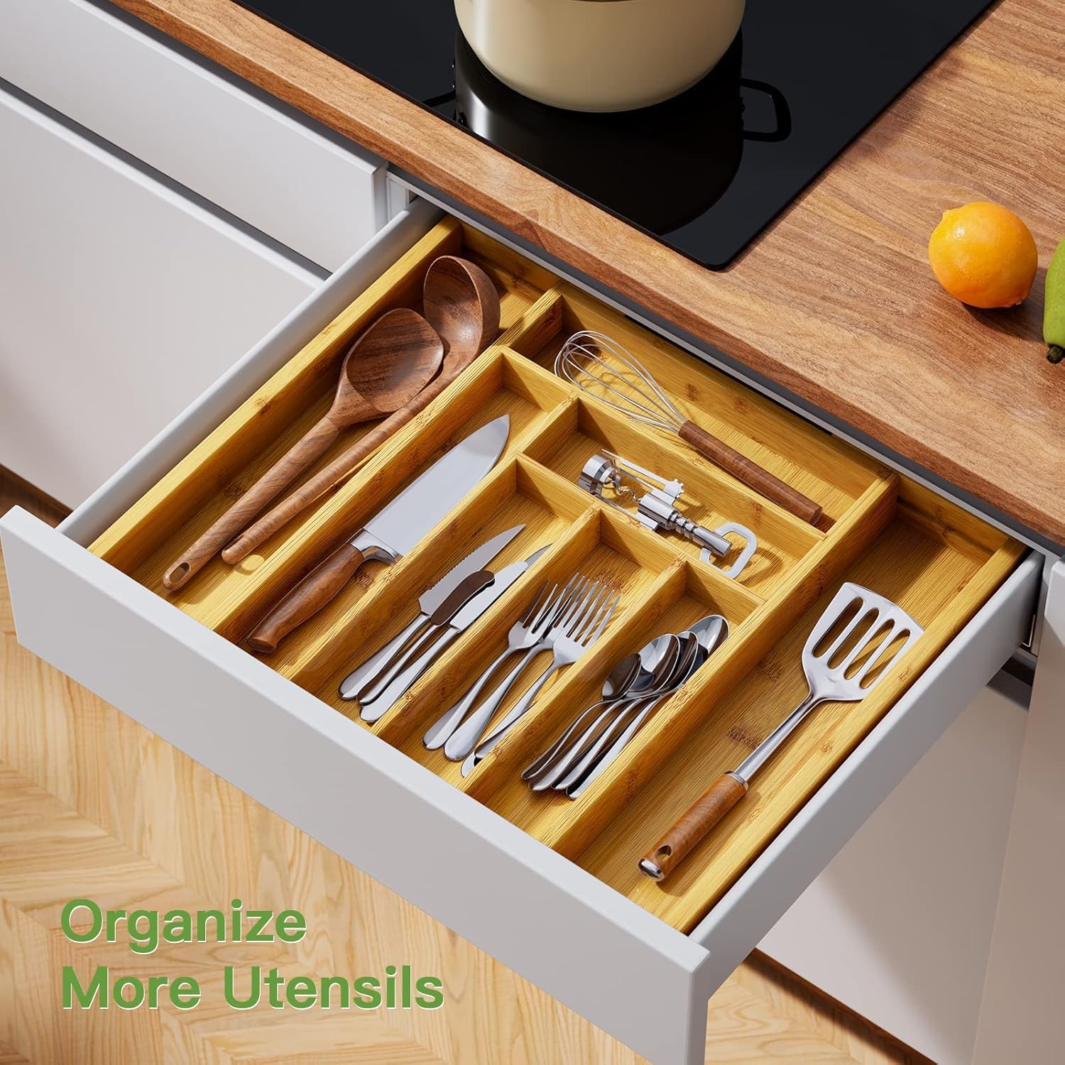 Pipishell organizer collapsed to compact size showing space-saving fit for smaller drawers