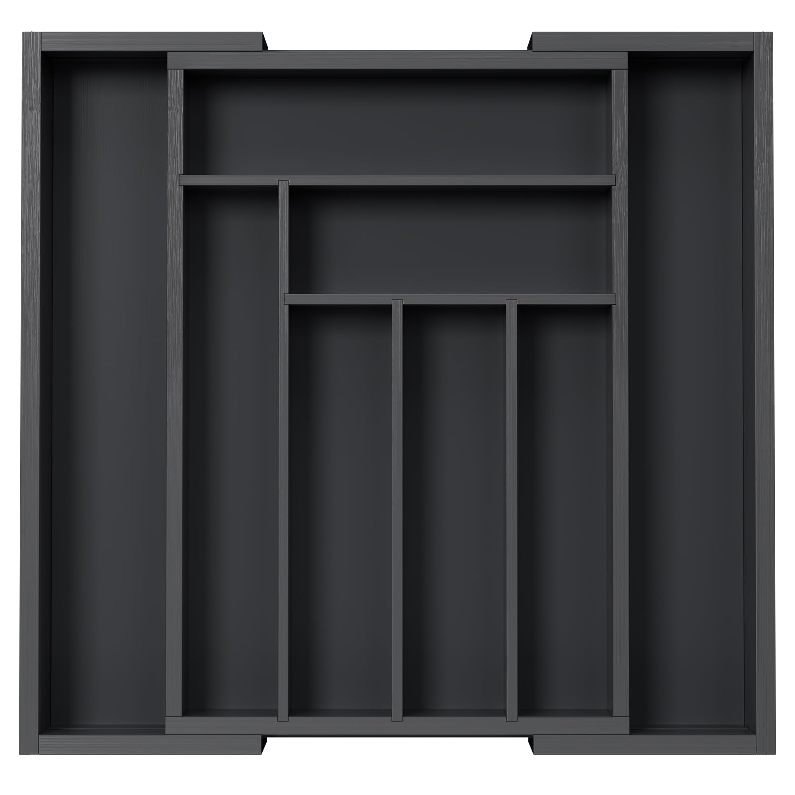 Pipishell front view showing sleek black bamboo organizer and neat compartments