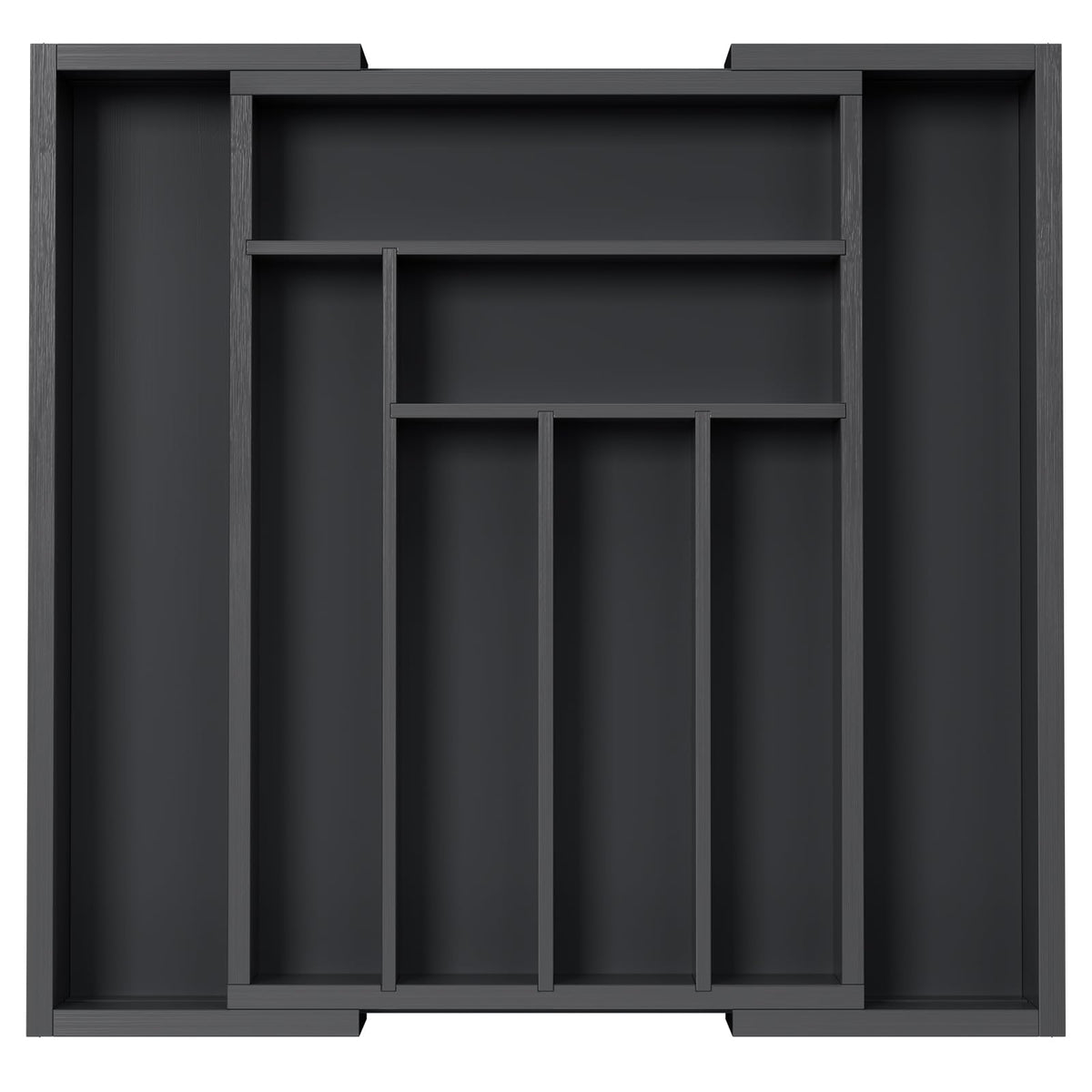 Pipishell front view showing sleek black bamboo organizer and neat compartments