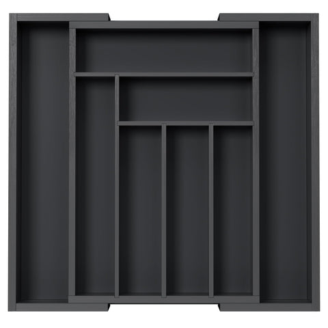 Pipishell front view showing sleek black bamboo organizer and neat compartments