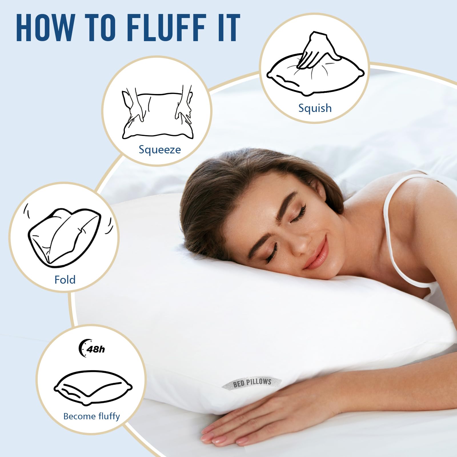 Piwaal vacuum-packed pillow being unboxed, shows easy recovery process