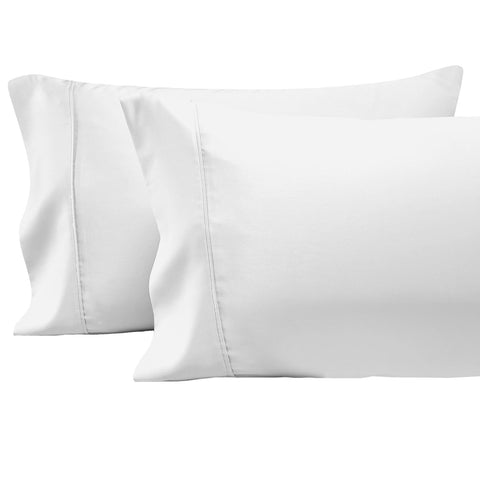 Pizuna white pillowcases front packaging shows set of two and benefits