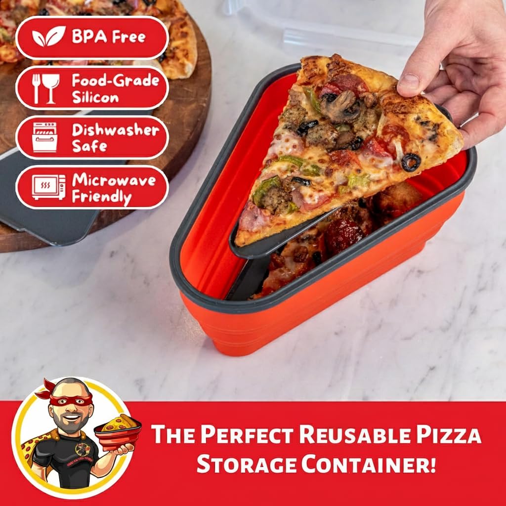 PIZZA PACK collapsed profile demonstrating compact storage benefit