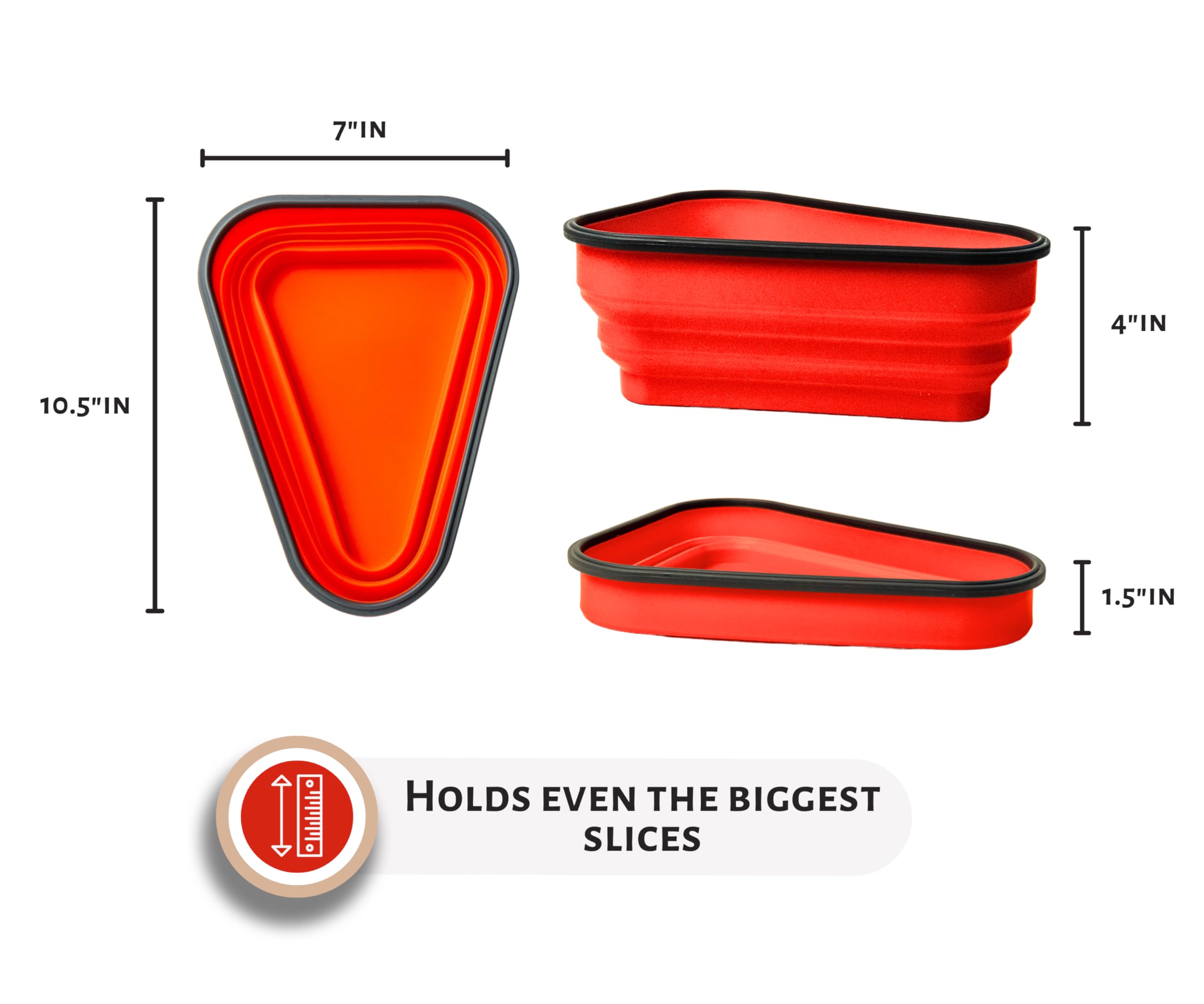 PIZZA PACK next to a pizza slice showing size and portion protection