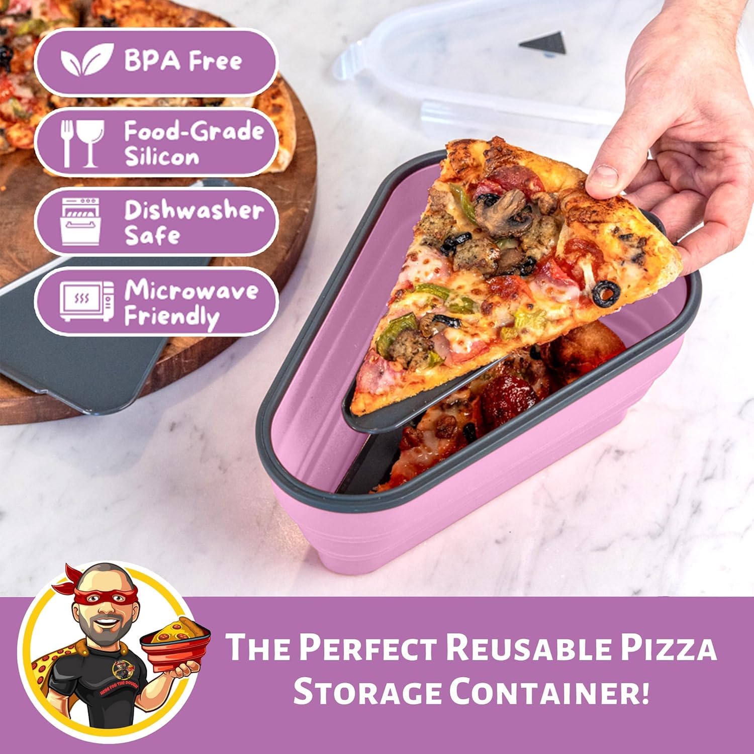 PIZZA PACK collapsed flat in fridge saving shelf space for efficient storage