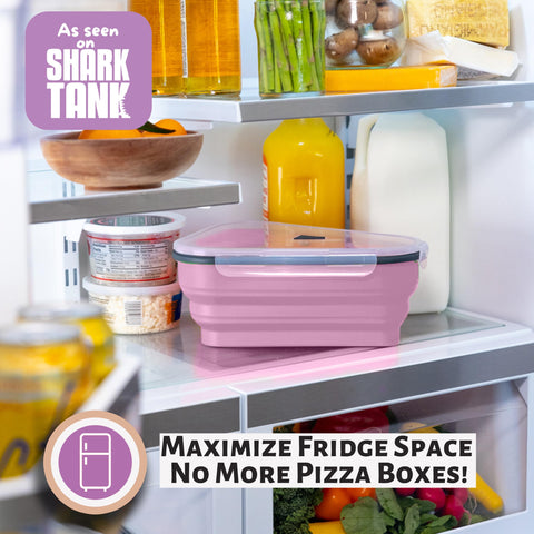 PIZZA PACK expanded holding multiple pizza slices to keep pieces separated fresh